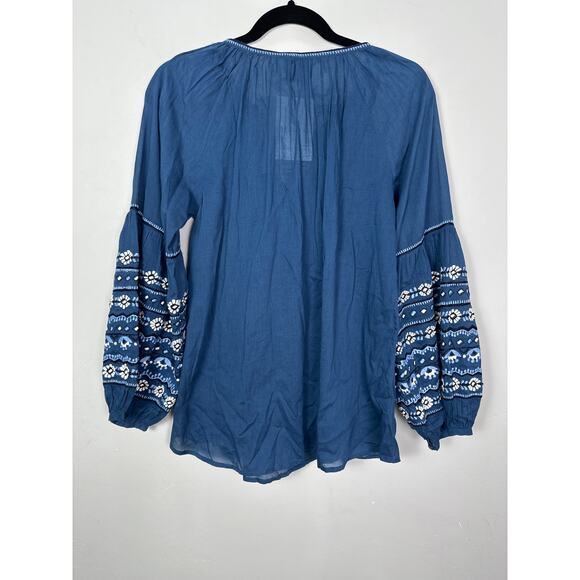 Benaras by Citrus NWT Women’s Cotton Embroidered Dark Green Rosa Top size Small - Picture 6 of 7